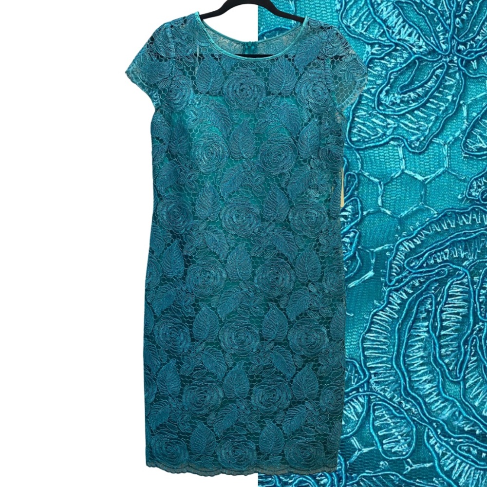 Aspeed Floral Cocktail Dress with Lace Overlay #D109